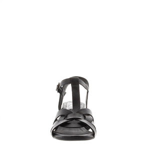 Carl Scarpa Gracious Black Leather Block Heel Sandals